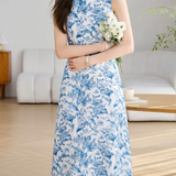 Elegant Commuter Printed Sleeveless Dress
