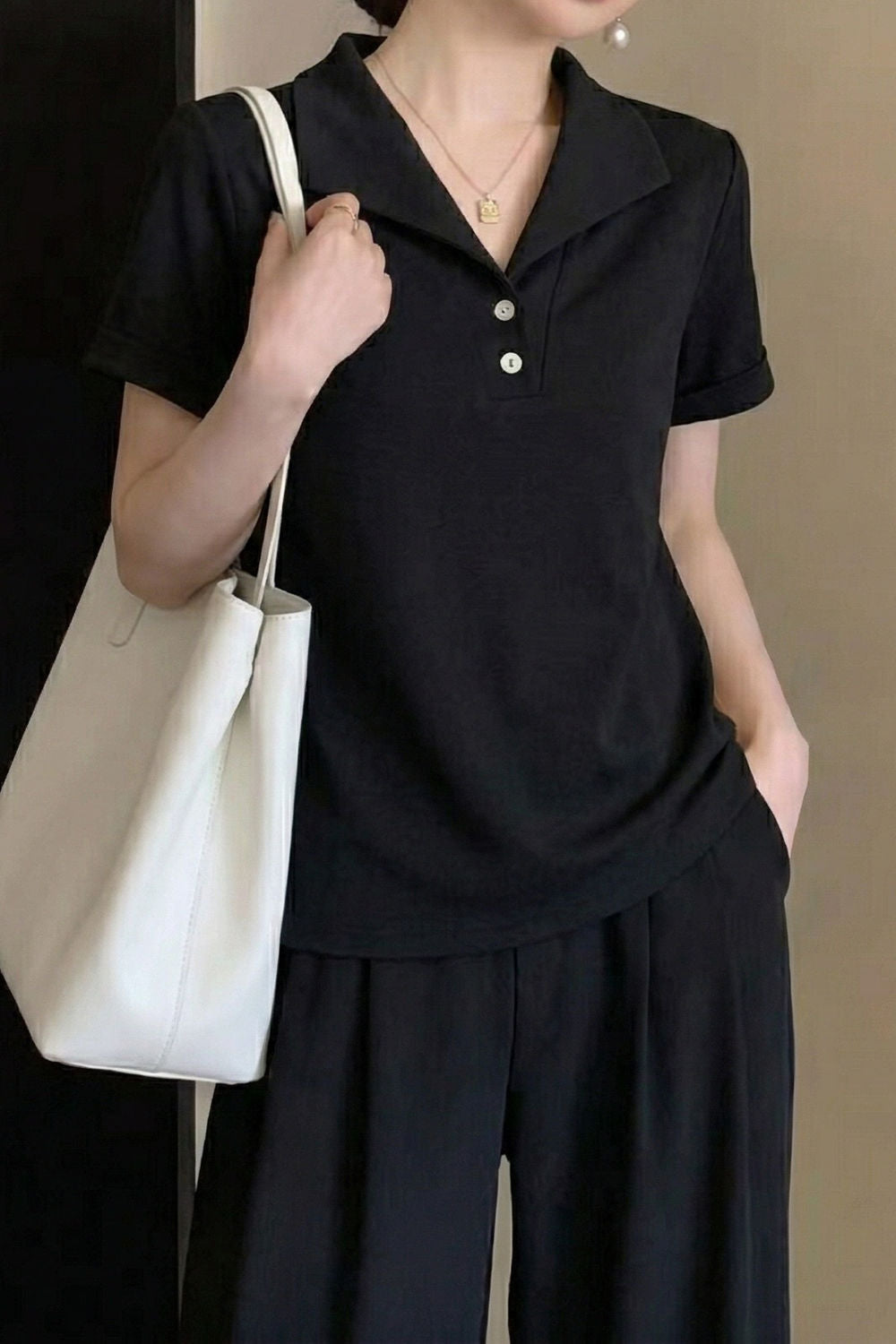 Gentle Commuter Lapel Knit Sweater
