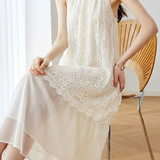 Gentle Halter Lace Mesh Spliced Dress