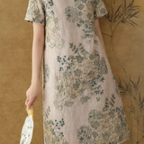 Elegant Exquisite Embroidered Jacquard Straight Dress