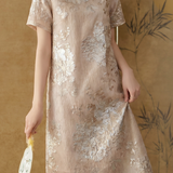 Elegant Exquisite Embroidered Jacquard Straight Dress