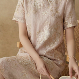 Elegant Exquisite Embroidered Jacquard Straight Dress
