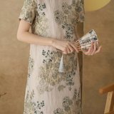 Elegant Exquisite Embroidered Jacquard Straight Dress