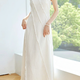 Elegant Commuter Sleeveless Tassel Linen Dress