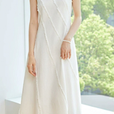 Elegant Commuter Sleeveless Tassel Linen Dress