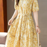 Gentle Commuter Tie Printed Dress