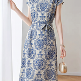 Elegant Commuter Cap Sleeve Tie Dress