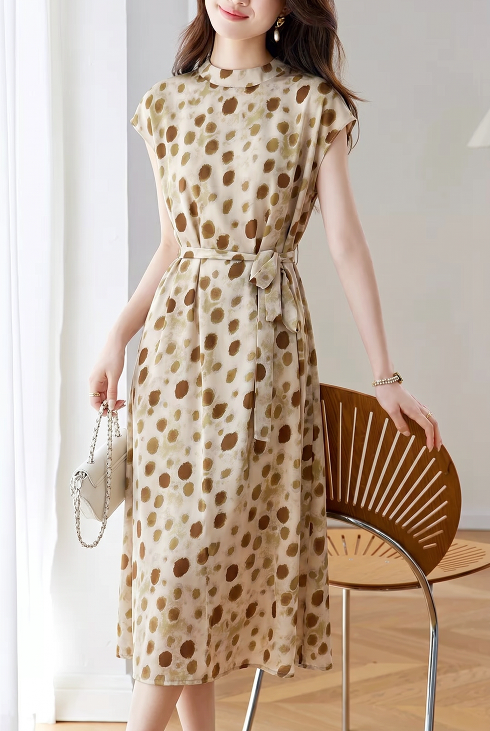 Elegant Commuter Cap Sleeve Tie Dress