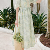 Fresh Vacation Gradient Floral Dress