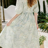 Fresh Vacation Gradient Floral Dress