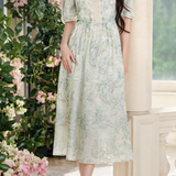 Fresh Vacation Gradient Floral Dress