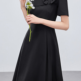 Elegant Commuter French Square Neck Bow Dress