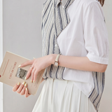 Casual Diagonal Stripe Spliced Lapel Shirt
