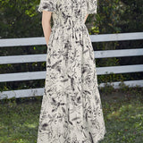 Casual Floral Square Neck Smocked Waist Dress