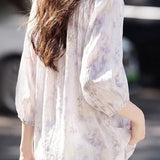 Gentle Commuter V-Neck Floral Shirt