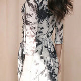 Elegant Commuter Ink Wash Printed Dress