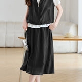 Casual V-Neck Fake Two-Piece Shirt And Skirt Two-Piece Set