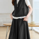 Casual V-Neck Fake Two-Piece Shirt And Skirt Two-Piece Set