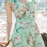 Fresh Floral Ruffle Halter Skirted Swimsuit