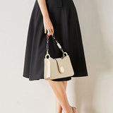 Commuter High-Waisted Belted A-Line Midi Skirt