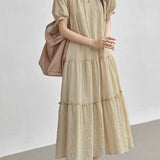 Lazy Commute Round Neck Tie Dress