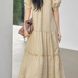 Lazy Commute Round Neck Tie Dress