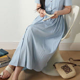 French Style Commute Pleated Shirt A-Line Dress