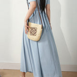 French Style Commute Pleated Shirt A-Line Dress