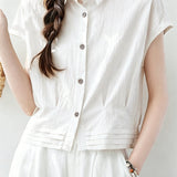 Fresh Commuter Sleeveless Blouse With Ruffled Hem