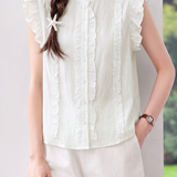 Elegant Commuter Cross Ruched Flutter Sleeve Blouse