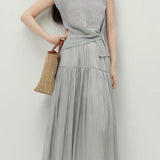 Gentle Elegance Knit Short Sleeve Two-Piece Set