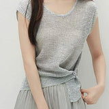 Gentle Elegance Knit Short Sleeve Two-Piece Set