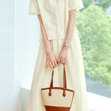 Elegant Waist Tie Short Sleeve Blouse & Skirt Two-Piece Set