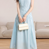 Elegant Lace Spliced Sleeveless Waisted Dress