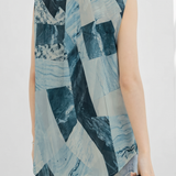 Casual Commuter Abstract Printed Sleeveless Shirt