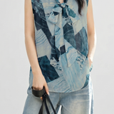 Casual Commuter Abstract Printed Sleeveless Shirt