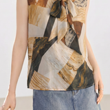 Casual Commuter Abstract Printed Sleeveless Shirt