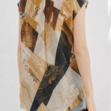 Casual Commuter Abstract Printed Sleeveless Shirt
