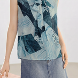 Casual Commuter Abstract Printed Sleeveless Shirt