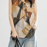 Casual Commuter Abstract Printed Sleeveless Shirt