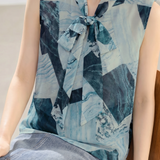 Casual Commuter Abstract Printed Sleeveless Shirt
