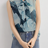 Casual Commuter Abstract Printed Sleeveless Shirt