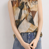 Casual Commuter Abstract Printed Sleeveless Shirt
