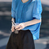Casual Commuter Lace Trim Pleated Shirt