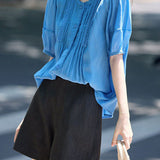 Casual Commuter Lace Trim Pleated Shirt