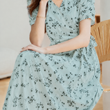 Elegant Floral Polka Dot Tie Waist Dress