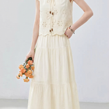 Casual Hollow Out Tie Fake Two-Piece Dress