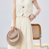 Casual Hollow Out Tie Fake Two-Piece Dress