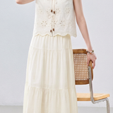 Casual Hollow Out Tie Fake Two-Piece Dress