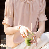 Commuter Pearl Ruffled Short Sleeve Shirt